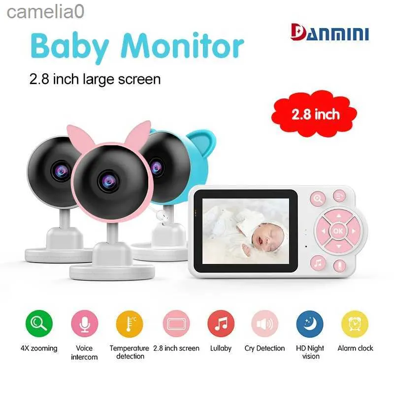 Baby Monitors Damini 720p HD Baby Monitor Infrared Night Vision Breakfeeding Reminder Temperature Detection Lullaby 2.4G Wireless ConnectionC240412