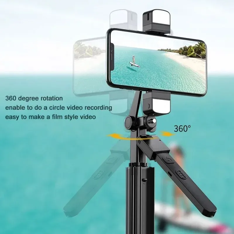 2024 MT-44 Akıllı Telefon Kamerası için Tripod'u Uzatın Vlog Tripods Telefon Tutucu ile Tripodlar 1/4 Vida Soğuk Ayakkabı Mikrofon LED Işık Tripod Stand