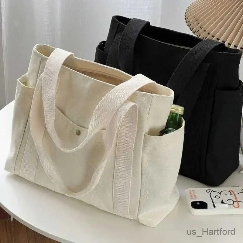 Handväskor stor kapacitet duk tygväskor för arbete pendling bär väska college stil student outfit bok axel väska kvinnor handväska