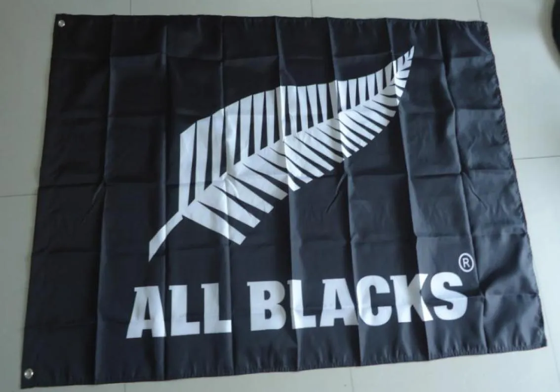 All Blacks Flag 3x5ft 150x90cmプリント100dポリエステル屋内屋外吊り下げ装飾旗を備えたブラスグロメット8701513