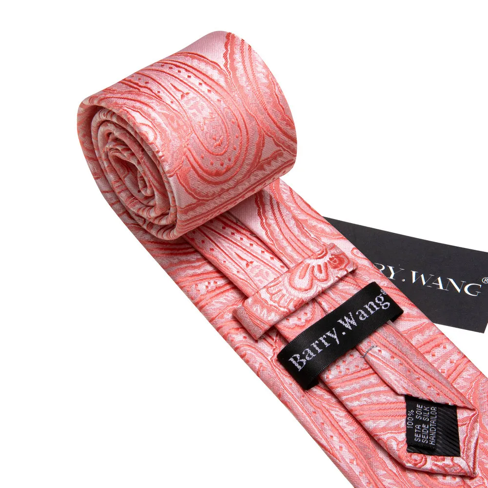 thumbnail image 2 of Vesuvio Napoli Men's Coral Solid Color Polyester Tie & Hankie Set – Wedding Ready 2 of 3