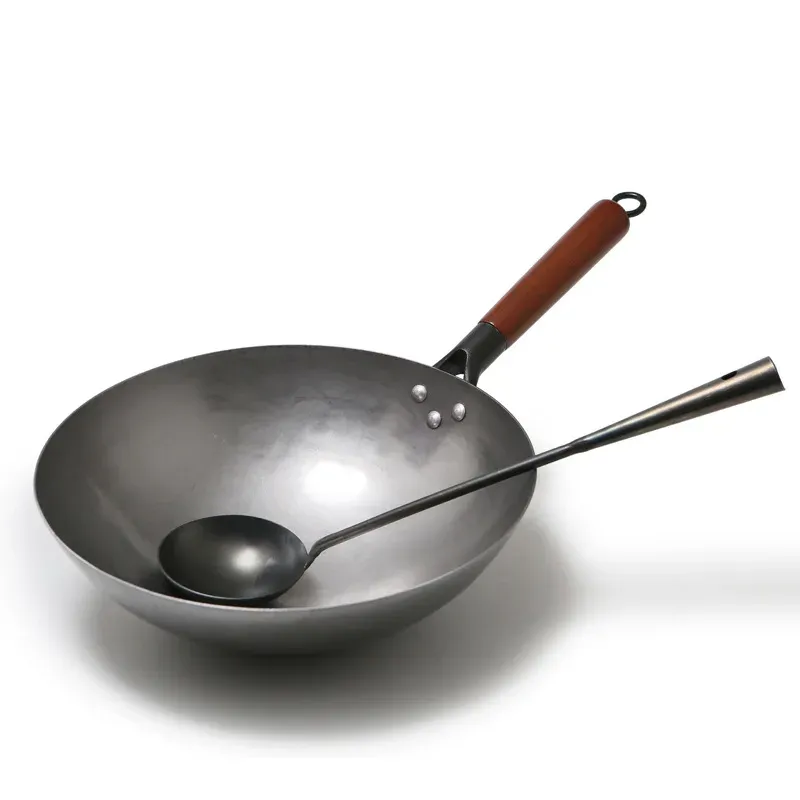 COMBOSE 2023 Nuovo tradizionale cinese Wok tradizionale Wok a mano grande manico wokwooden manico antiaderente pentola a gas wok cucina cucina pentola in ferro da pentola