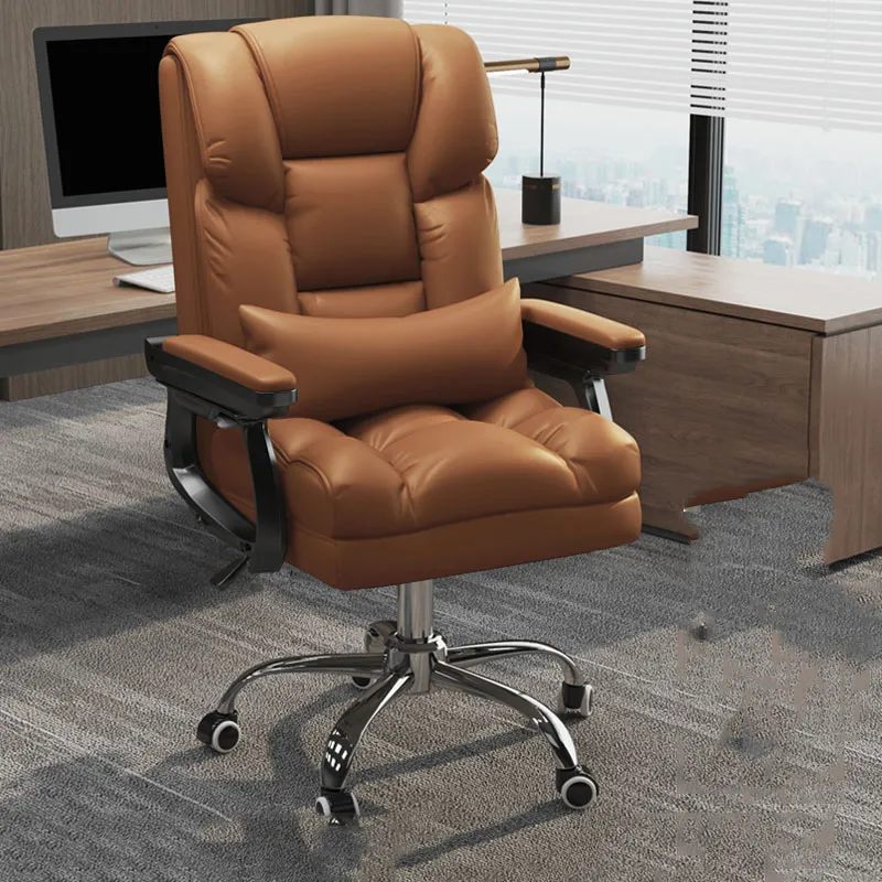 Economize muito em Cadeira De Escritório De Couro Executivo Cadeira De  Escritório Giratória De Couro Cadeira Ergonômica De Costas Altas Com Design 