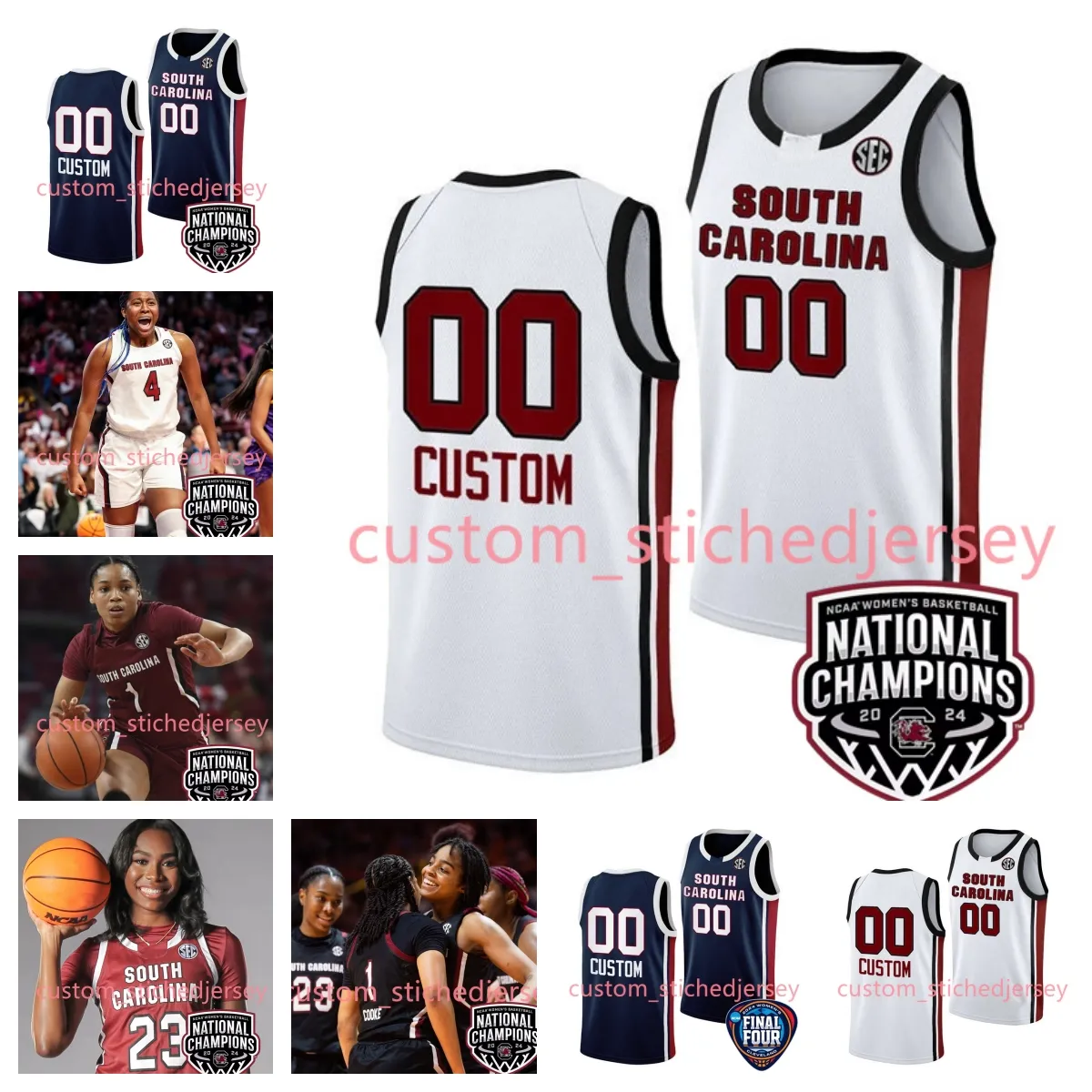 2024 Kobiet Koszykówka Narodowa Mistrzowie Victaria Saxton South Carolina Gamecocks Kamilla Cardoso Talaysia Cooper Brea Beal Laetitiai Amihere Feagin Jerseys