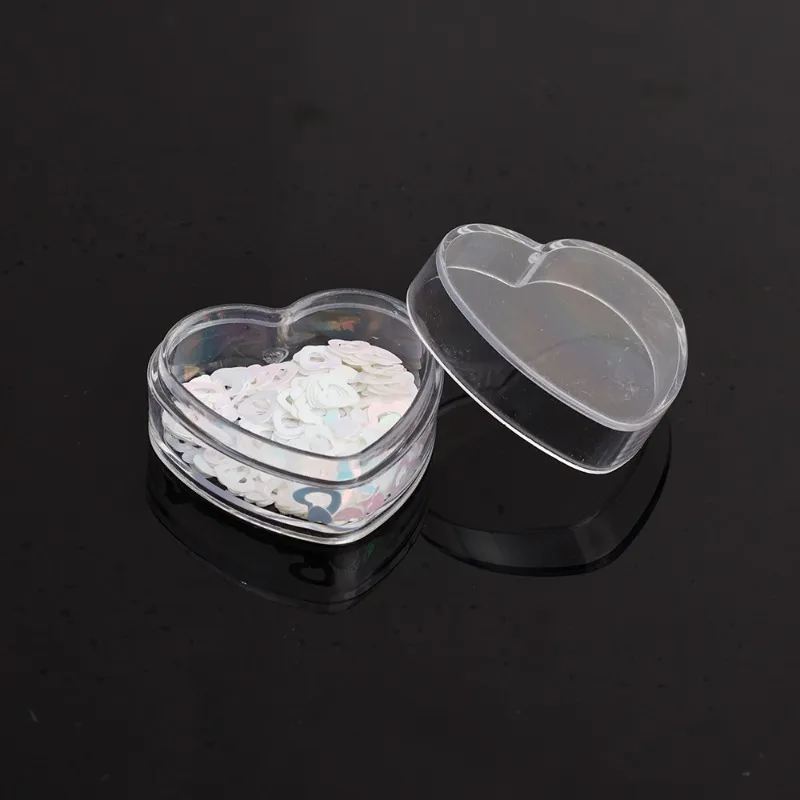 1-20pcs minuscola scatola acrilica Clear Conteiner Forma del cuore per perle di gioielli accessori per profumi fai-da-te Case