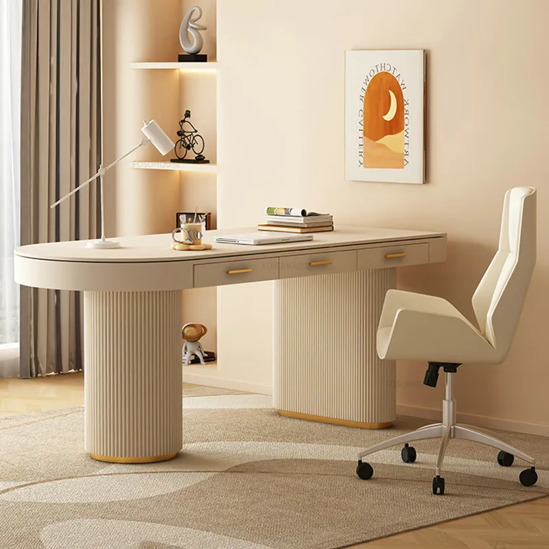 Cream Slate Office-Schreibtische Einfache Desktop-Computer-Schreibtisch Büromöbel High-End-Boss-Tische Haus kleiner Apartment-Büro-Tisch