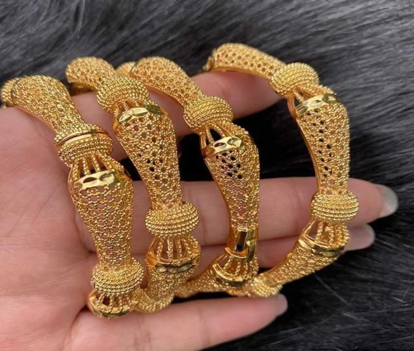 4st/Lot Indian S Arabia 24K Gold Color BangleBraracelet Dubai Bangles For Women Africa Jewelry Etiopian Wedding Bride Gift 2107138237516