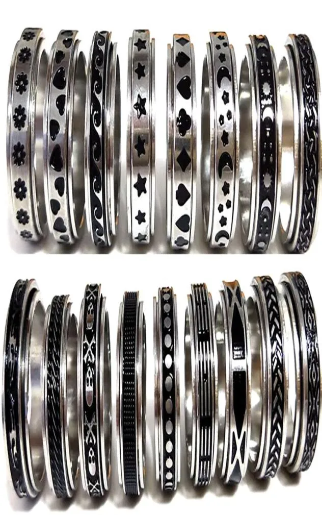 50st multistyles mix roterande rostfritt stål snurrringar män kvinnor spinner ring hela rotera band finger ringar fest smycken4410037