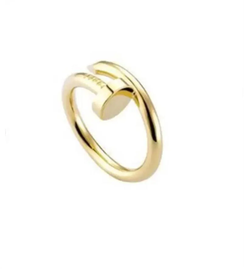Anéis de banda de unhas de grife para amor homem mulher rosa dourada prata de alta qualidade jóias de luxo feminino homem amantes de casal anéis de presente Si2116130