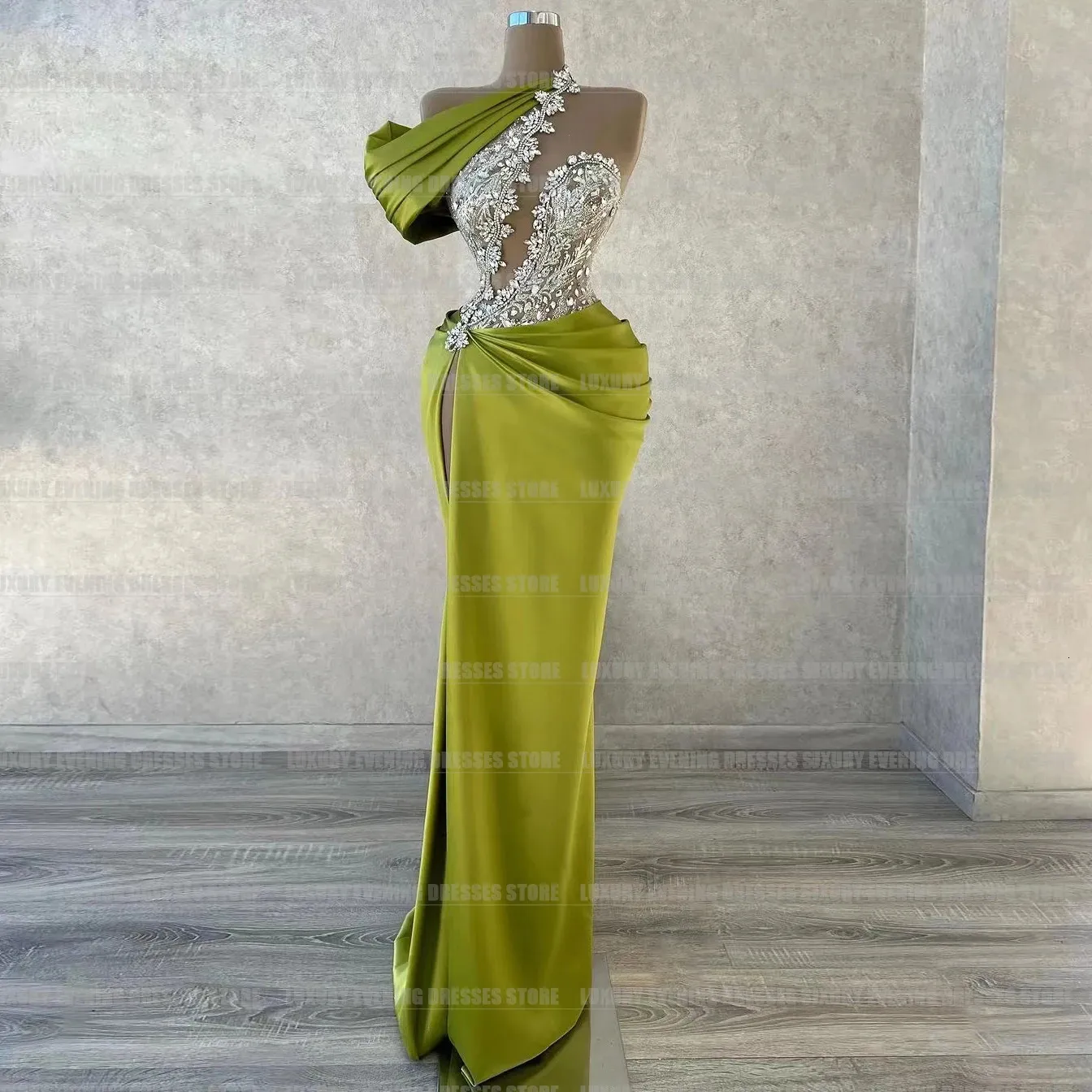 wedding dress simple and elegant simple 2 piece straps party dresses with split, elegant square neck ev –  luladress main image 0