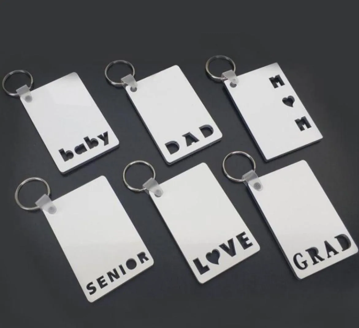 Sublimatie Keychain Love Grad Dad Mom Senior Key Chain Creative Diy Gift Blank MDF Keyrings 20PCS8250157