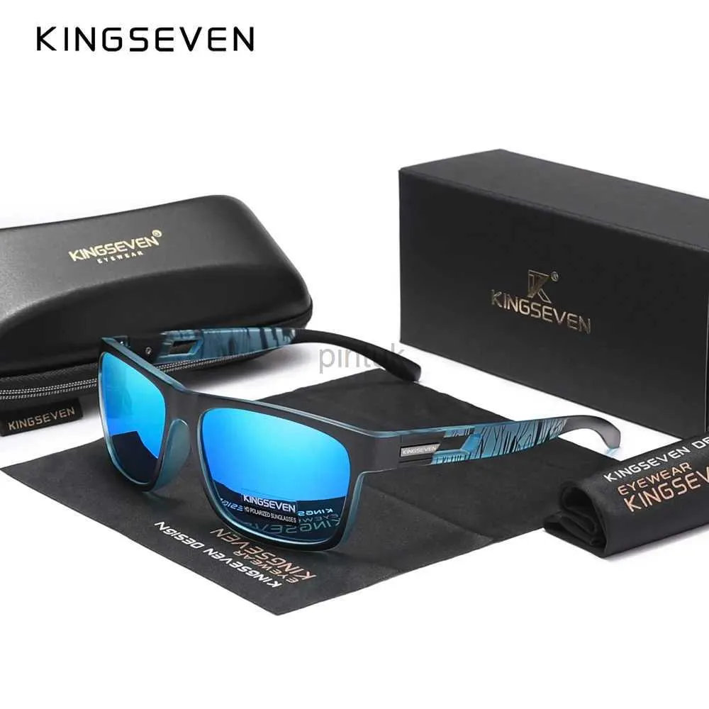Lunettes de soleil Kingseven Sports Polaris Sunglasses pour hommes Rectangle Full Frame UV400 Mirror Lens Glasses Fashion Zebra Stripe Eyewear 240412