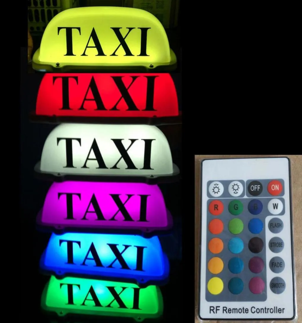 DIY LED TAXI Cab Sign Roof Top Car Super Bright Light Remote Color Change Rechargeable Battery for TAXI Drivers1109302