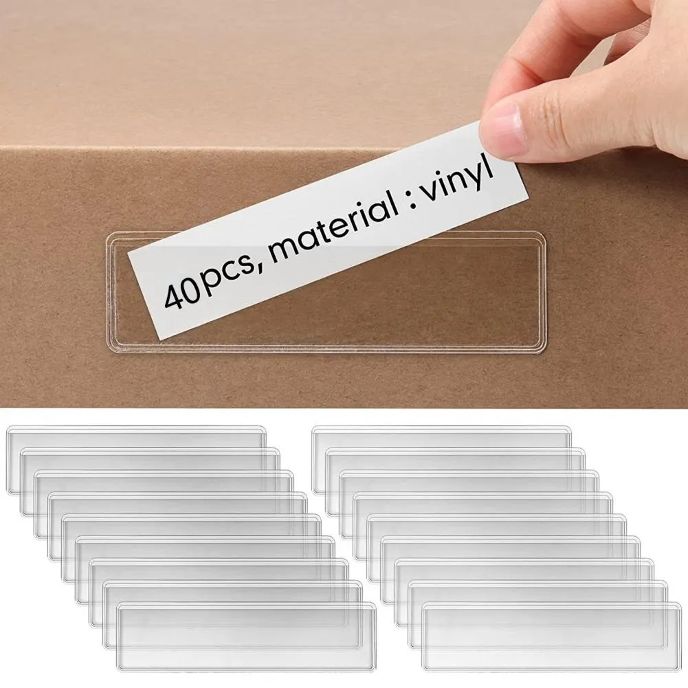 Reusable Sliding Labels 40 Pack Transparent Bendable Shelf Labels - Waterproof, Reusable, Home ...