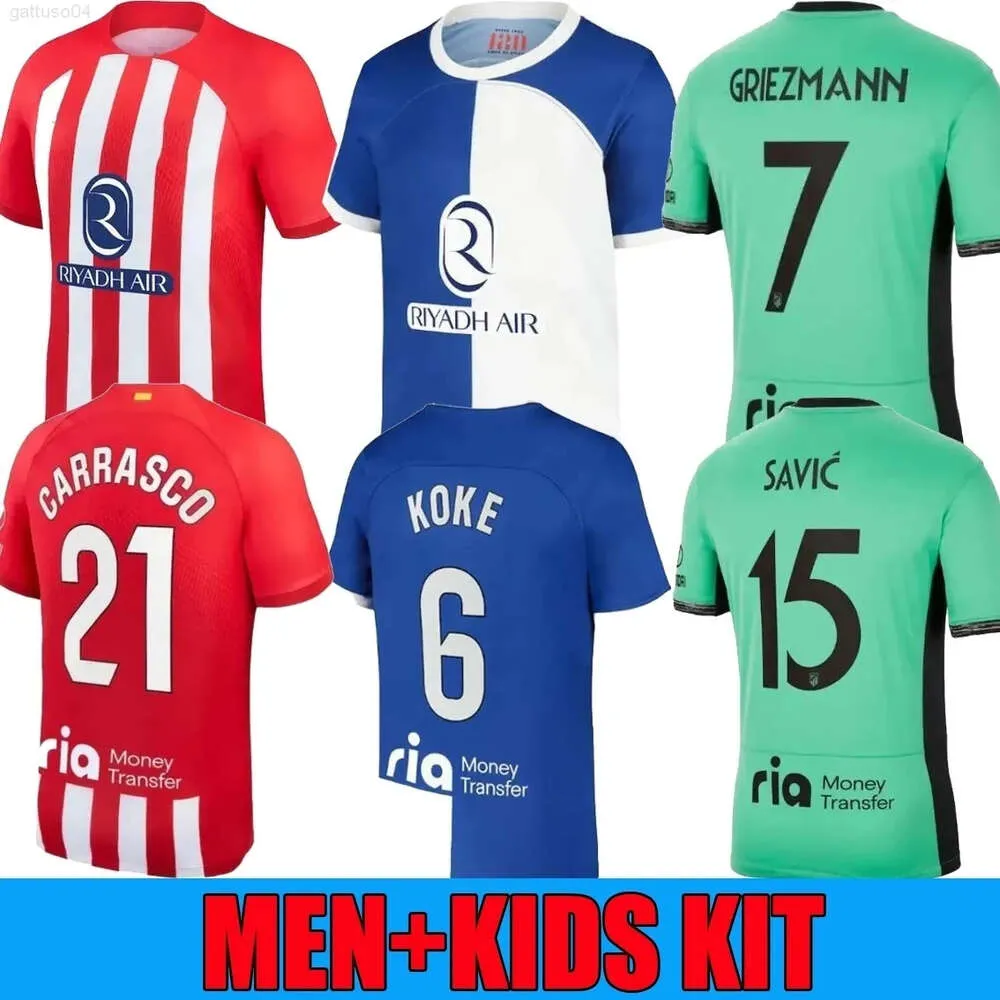 Atletico Madrids 23 24 Soccer Jersey Jan Oblak Koke Mar io Hermoso Pablo Barrios Stefan Savic Cesar Azpilicueta