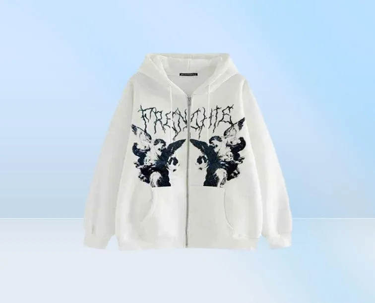 y2k Winter Hoodies Ropa Grunge Sweatshirts Goth Tops Kleidung Vintage Ästhetik Emo Reißverschluss up Pullover Feenjacken Mantel 2112241363795