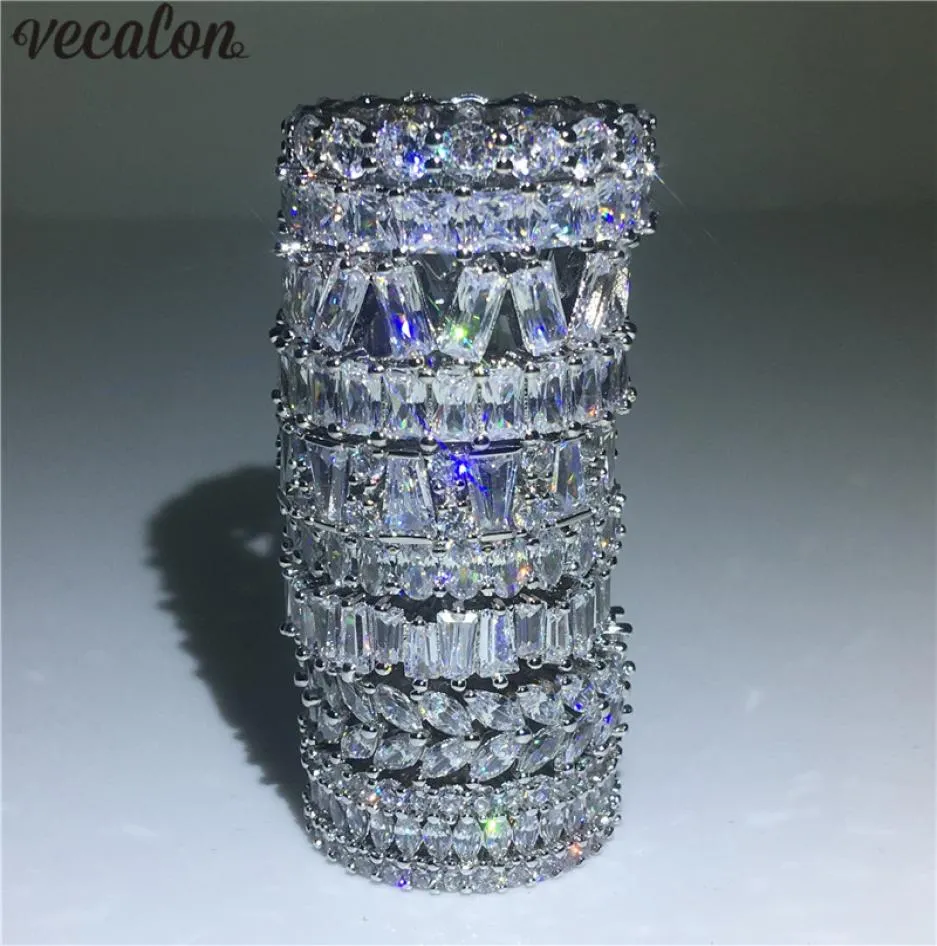 Vecalon 9 Styles Lovers Finger ring 925 Sterling Silver Diamonds cz Engagement wedding band ring For women Jewelry1881479