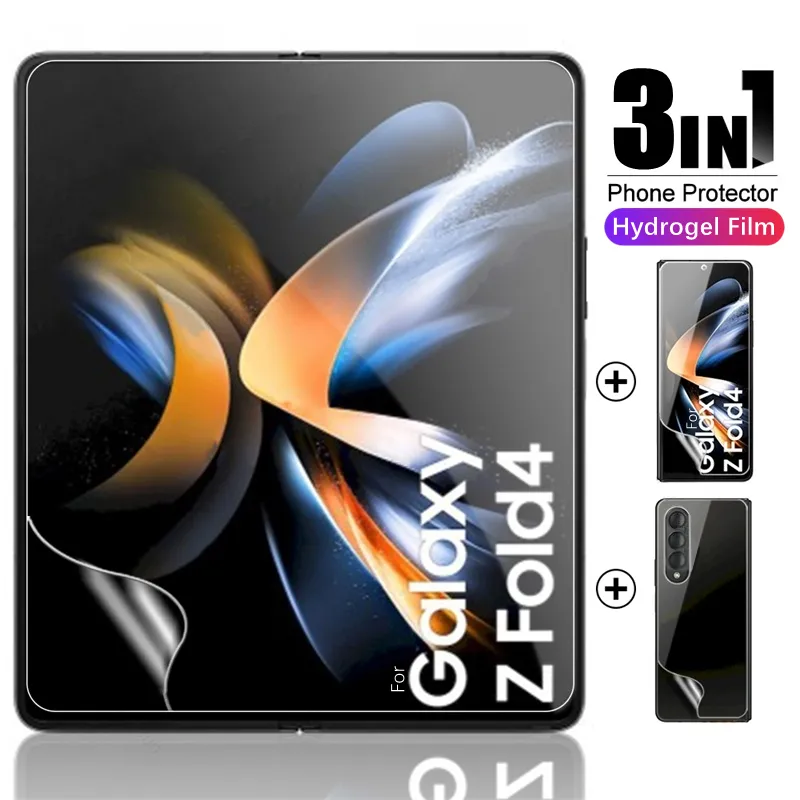 3IN1 For Samsung Galaxy Z Fold 5 4 3 2 Soft Screen Protector Hydrogel Film For ZFold5 Fold4 Zfold4 5G ZFold3 HD Protective Film