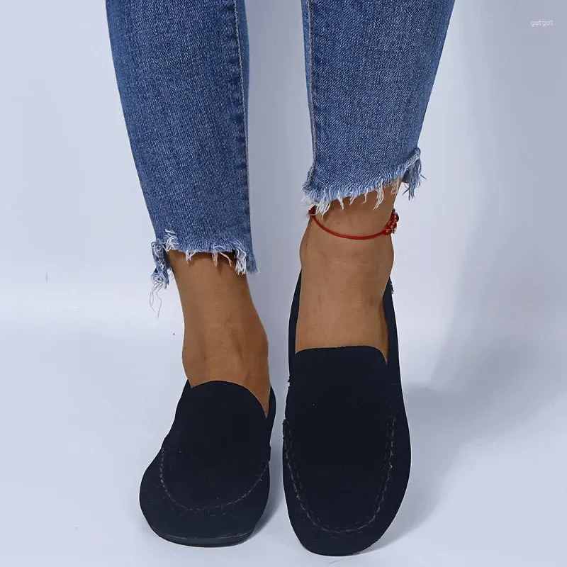 Casual Shoes Solid Slip-On Grunt lägenheter för kvinnliga sommar damer låg häl pekade tå pu zapatos para mujeres