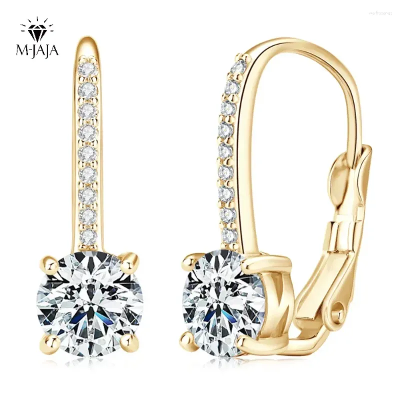 フープイヤリングM-Jaja Moissanite dangle for Women 925 Sterling Silver Ear Clips Diamond14Kゴールドメッキウェディングジュエリー