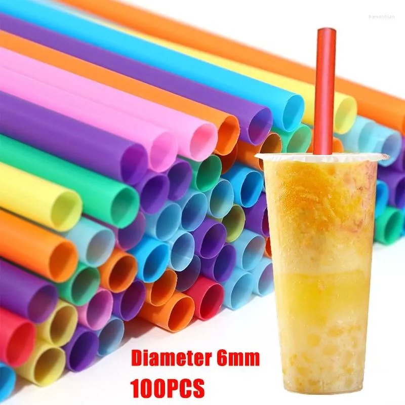 Tass jetables pailles 100pcs multicolores élargis le lait milkshake cocktail en plastique grossier buvant du bar de fête d'anniversaire