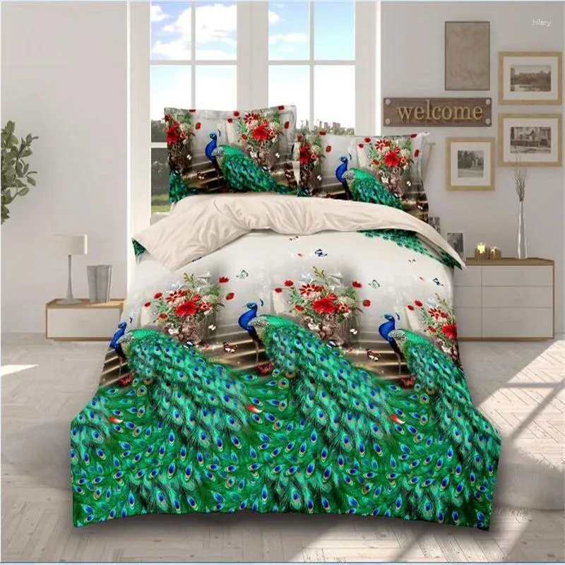 Sängkläder sätter 3D Rose Leopard Set Children Bed Linne Fashion Digital Printing Bedclothes Däcke Cover CN Twin för vuxna