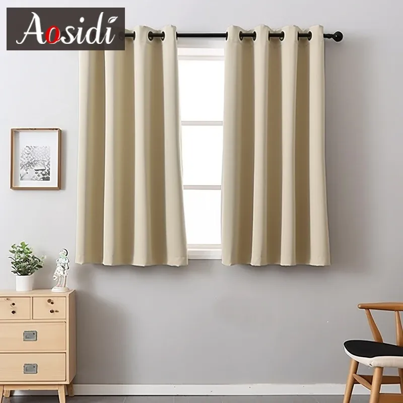 Short Opaque Curtains for Living Room Kids Bedroom Thermal Blackout Curtain for Kitchen Small Windows Cortina Dormitorios Custom