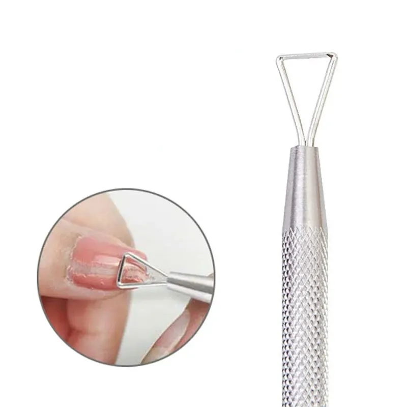 de ponta dupla aço inoxidável cuticle pusher morto skin push removedor para pedicure manicure unhas limpador