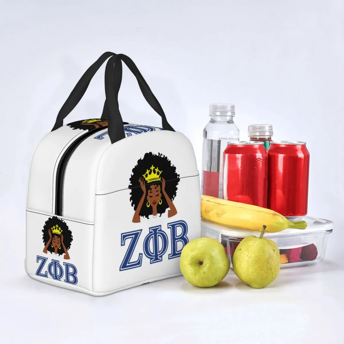 Zeta Phi Beta Lunch Bag voor vrouwen Herichte koeler Thermisch geïsoleerde Bento Box Kinderschool Kinderen Voedsel Picnic Opslag Tas