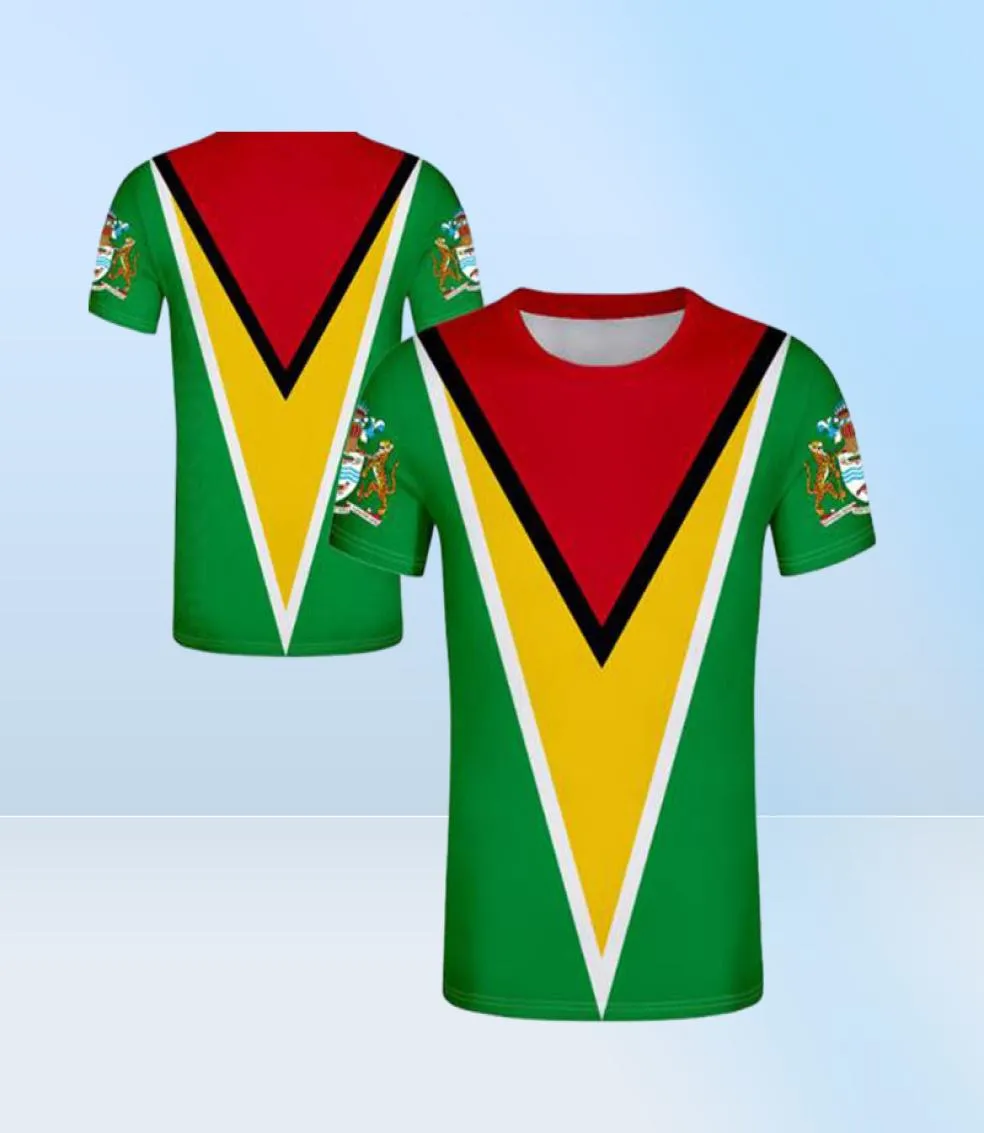 Guyana unisex jeugdstudentjongen op maat gemaakte naam nummer t shirt nationale vlag persoonlijkheid trend wilde paren casual t -shirt clde7889292