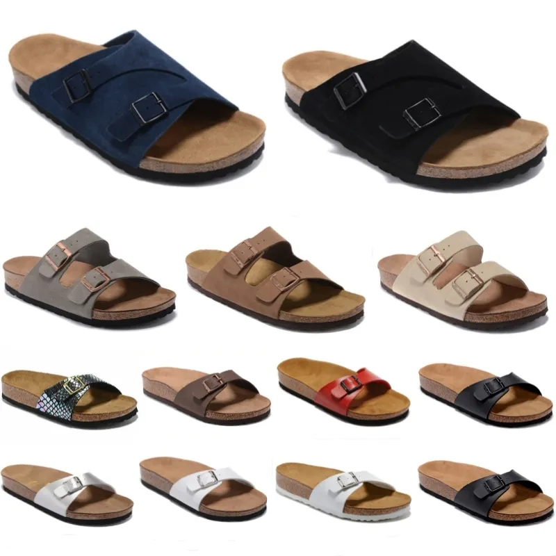 Madrid Sliders Mens Cork Slippers feminino São de praia Sandálias planas flechas panos mocassins azuis brancos slides verdes de chaussures sapatos