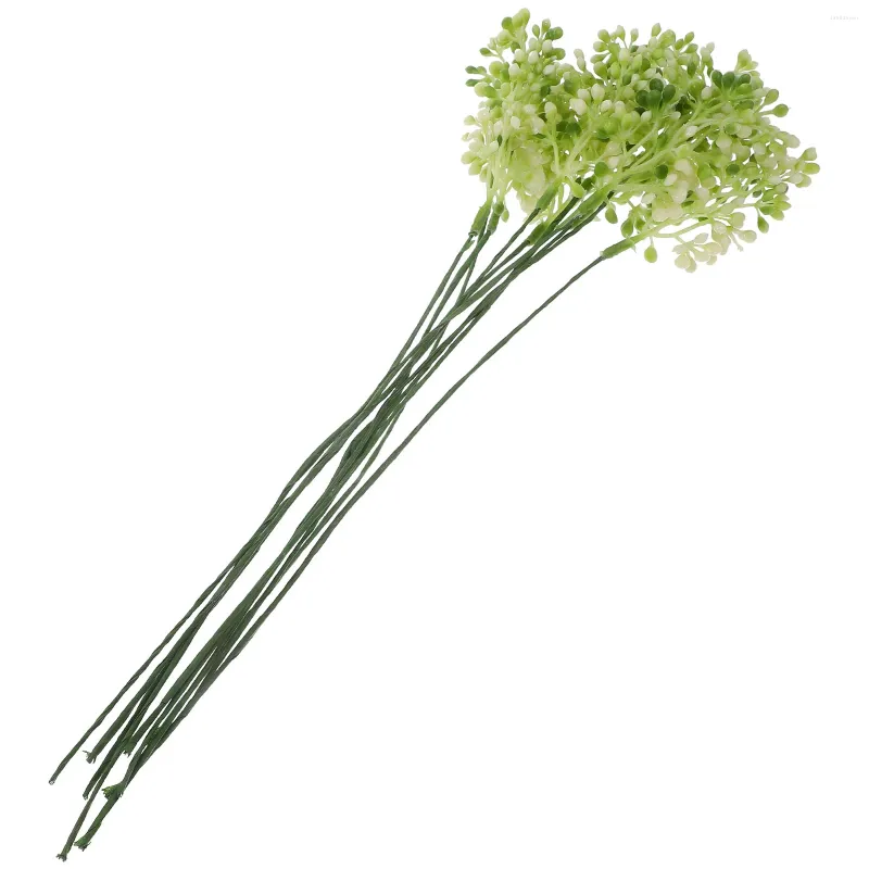 装飾的な花10pcs人工茎フェイク植物緑の花瓶の花のアレンジメント装飾