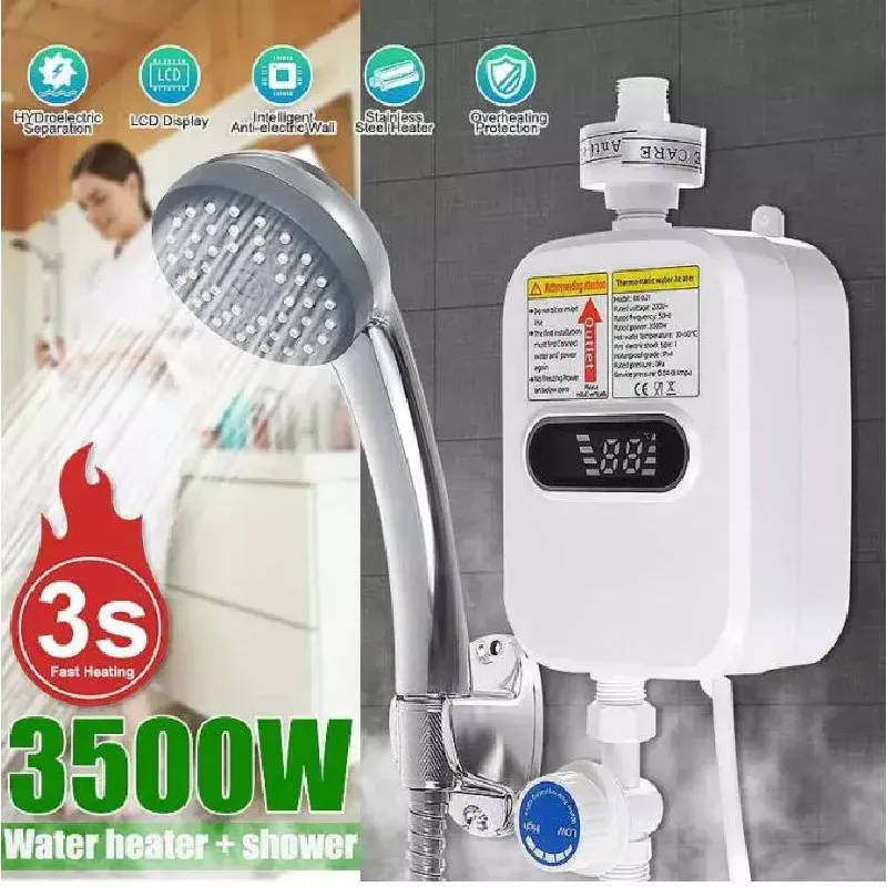 Heaters Jy018b,3500w Instant Electric Water Heater 3s Heating Bathroom Kitchen Tankless Water Heater Temperature Display Heating Shower
