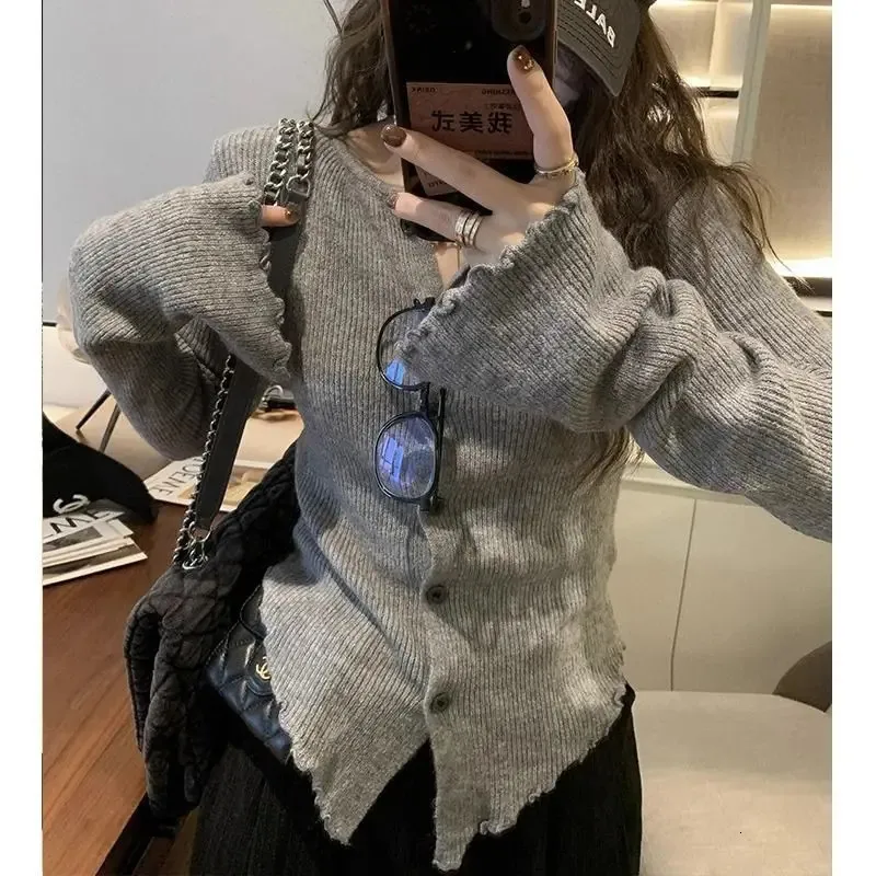 Cardigan Corto Y2K Per Donna - Coprispalle Aperto In Maglia Con Bottoni, Maniche Lunghe