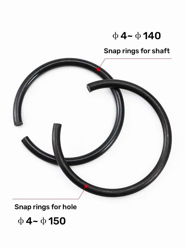 Anneaux d'instatage de fil rond noir pour trou de retenue du fil / arbre Bague d'arrêt M4M5M6M7M8M10M12M14M16M18M20M22 ~ M150 ACTE