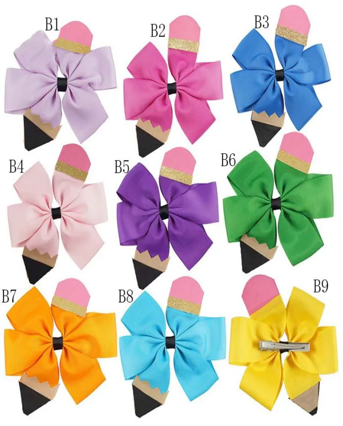 Enfants Bow Hairpin Back to School Season Baby Girls Crayer Hair Accessories Popular Kids Barret Barret 45 pouces C24801099088