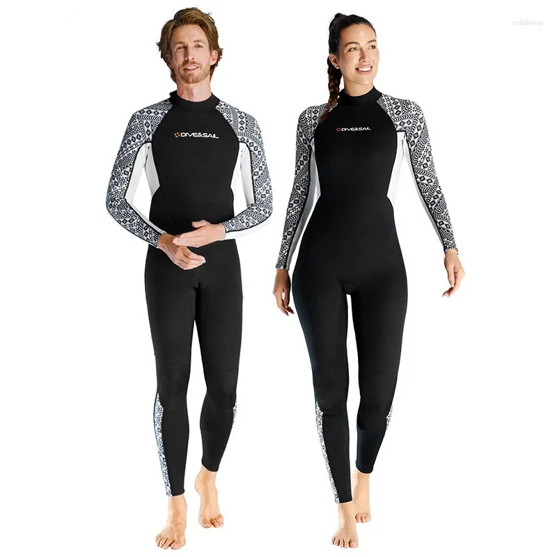 Menas de banho feminina 3 mm de mergulho Men's Men's Warm de peça longa de mangas longa espessada Snorkeling e surf de natação de inverno