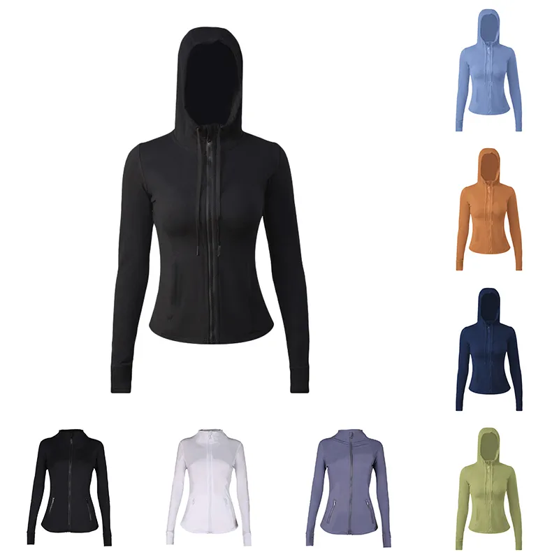 Yoga jackets wear hooded Define womens designers sports jacket coat double-sided sanding fitness chothing hoodies Long Sleeve clothes two styles trend