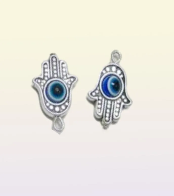 100pcs Hamsa Hand EVIL EYE Kabbalah Luck Charms Pendant For Jewelry Making Bracelet 19x12mm276k5994209