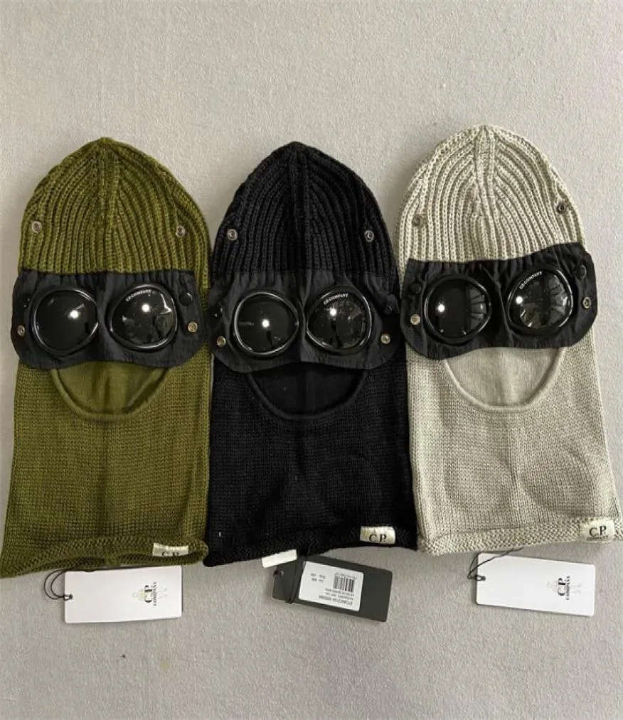 Mode Twee Lens Wind Break Hood Beanies Outdoor Cotton gebreide mannen Masker Casual Male Skull Caps Hoge kwaliteit HATS41524245569721