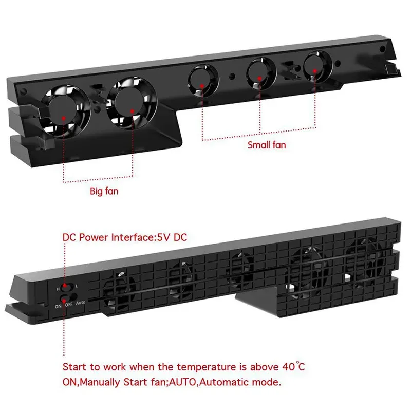 Stojaki PS4 Pro chłodzące chłodzenie Super Turbo Kontrola temperatury za pomocą kabla USB do Sony PlayStation 4 PS4 Pro Console Pioning Stojak