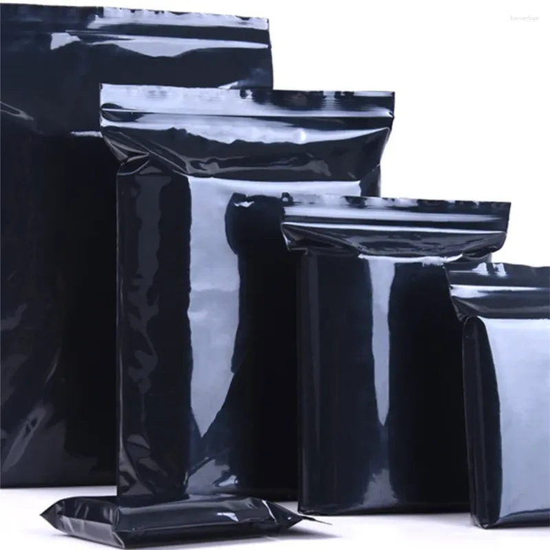 Storage Bags 100pcs/Set Resealable Coffee Powder Zipper Pack Bag Smell Proof Flat Pouches Black Small Aluminum Foil Mylar