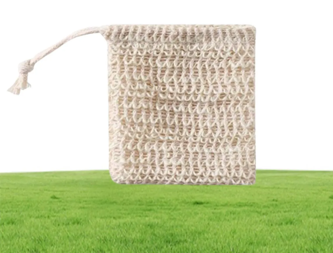 Borsa di sapone per sisal naturale Porta sale per sacchetto per bagno forniture per la toilette esfoliante in maglie sottili borse di stoccaggio in schiuma e facile 9390746