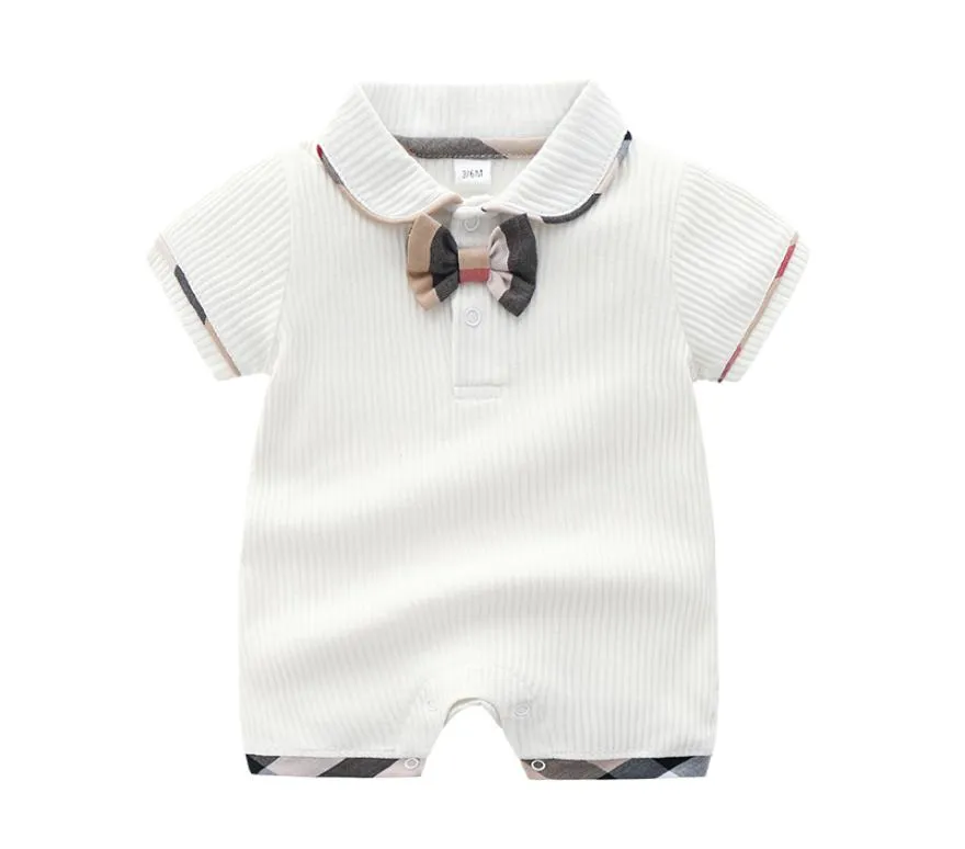 Retail New Toddler nyfödda Baby Boys Girl Rands Romper Spädbarn Girl Jumpsuit Cotton Short Sleeve Casual Summer Clothing2084526
