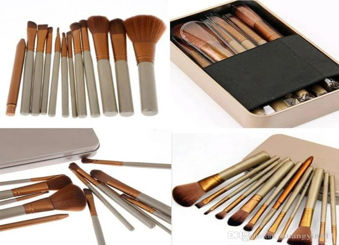 Professionele 12 pc's make -upborstels cosmetische gezichtsmake -up borstelgereedschap make -up borstels set kit met retailbox 9593941