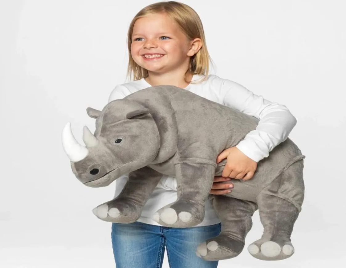 2022 Söt Animal Rhino Plush Toy Big Soft Simulation Rhinoceros Doll Children039s Girls Birthday Present 31 tum 80CM3639221