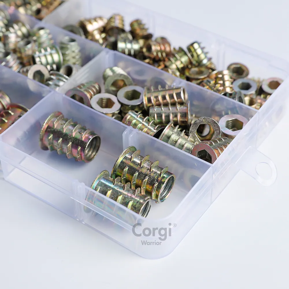 90/100/180/195 PCS M4 M5 M6 M8 M10 HEX SOCKET Gömülü Fındık Kiti Metal E-NUT Ürünlük Ahşap İşleme Mobilyaları için Set