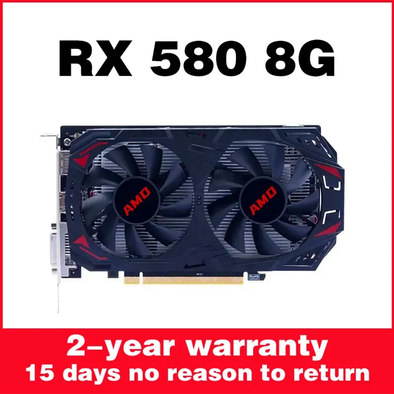 체인/광부 AMD RX580 8GB 비디오 카드 PCI Express 2.0 16X GDDR5 256BIT 6PIN RADEON GPU PLACA DE 비디오 RX 580 8G 게임 그래픽 카드