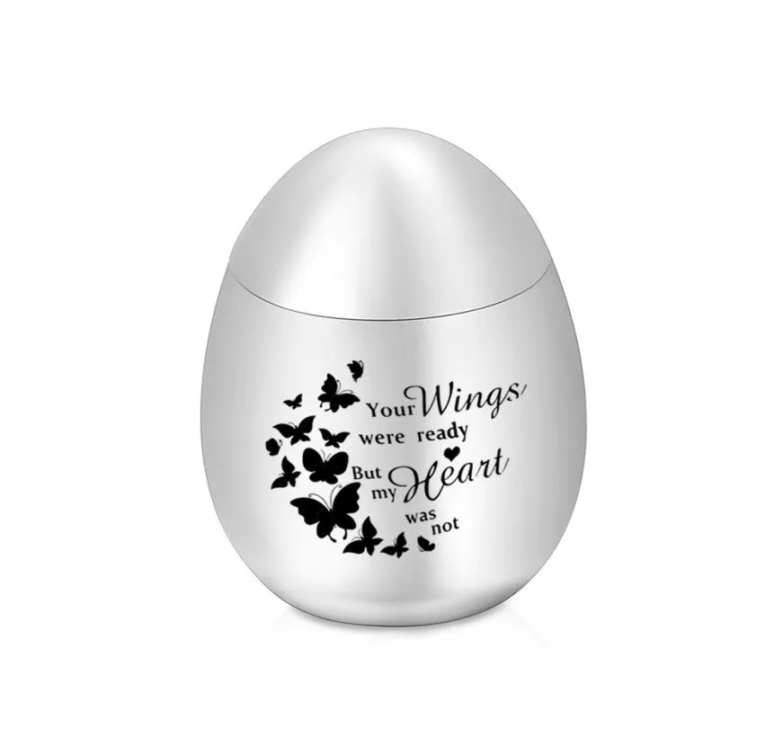 Cremation Urns Funeral Urn for Ashes Egg Shape Keepsake Memorials Jar Your Wings were Ready My Heart was Not 30x40mm5942190
