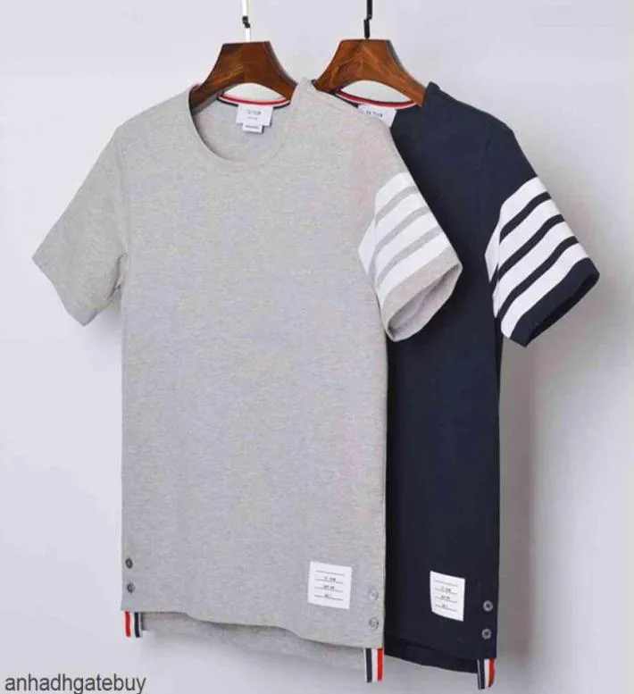 ファッションブランドThom Tshirt Men Mens半袖カジュアルカジュアル衣類ストライプ夏のオナックコットンシャツsxuud8568169